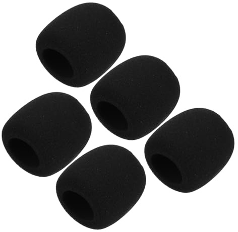 ULTECHNOVO 5pcs Black Sponge Microphone Covers Replacement Windscreens for Ktv Microphones, Easy Removal and Noise Interference Prevention, Breathable Mic Protection Accessories