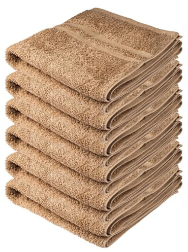 Clinotest 6er Luxus Handtücher-Set 50x100cm – 100% Baumwolle, Hotelqualität, 450g/m² – Weich, Hohe Saugfähigkeit, Langlebig, Schnelltrocknend, Perfekt für Spa, Badezimmer & Hotels, Cappuccino