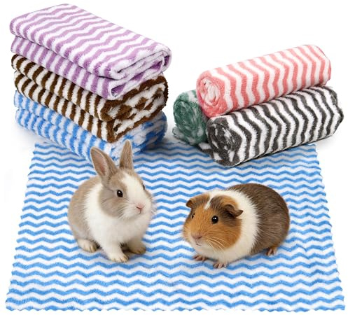 6Pcs Guinea Pig Fleece Blanket, 23 x 15In Guinea Pig Bedding, Reusable Hamster Cage Liners Washable Pet Pee Pad Small Animal Sleep Mat Pad Cover for Hedgehog Rabbits Cats Kitten Puppy (6 Color)
