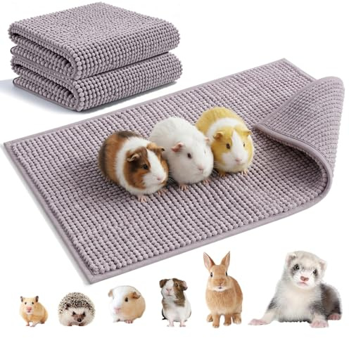 Kehigovi 2 stycken gnagarmatta 60 × 40 cm, marsvin tillbehör tvättbar, kanintillbehör, pipipads marsvin, återanvändbar djurkudde för hamster/kanin/katter (grå)