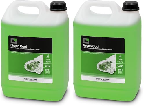 ERRECOM Green Cool, Liquide de Radiateur Vert -30°C, antigel G12 avec Paquet d'inhibiteurs à Base Organique OAT, Prêt à l'emploi, 5 litres (Lot de 2)