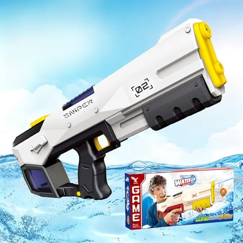 Pistola de Agua Electronica, Automática Pistola de Agua Electrica Juguetes para niños y Adultos, 2 Modos de Disparo, Capacidad de 450 CC, Regalos de Juguete de Verano