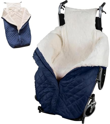 Coperta impermeabile antivento per sedia a rotelle, copertura termica a doppio strato, copertura completa delle gambe, morbida tasca in peluche con cerniera per sedie reclinabili