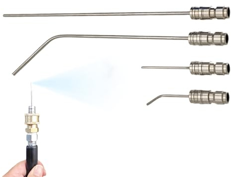 Power Washer Nozzle Kit - Stainless Steel Accent, Stain Removal Tool with Classic Look, Resin Layer with Build, Extension Styling Compact Feature, Cleaning Supplies for Washing Machine, Air Co