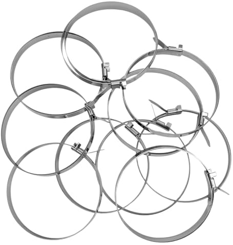 Alkan 10 x Colliers de serrage à bande universels préfabriqués en acier inoxydable (AISI 430) - Ensemble L 480 mm/Set de colliers de serrage avec clips/Bande de colliers de serrage pour notre pince à