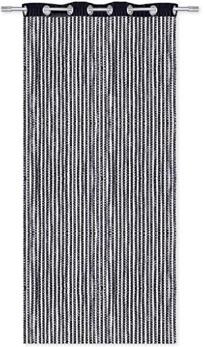 Arsvita Cortina de hilos de aspecto metálico con ojales, cortina para puerta 140 x 250 cm (negro)