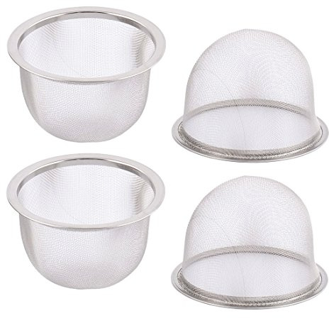 uxcell 4pcs Stainless Steel Mesh Tea Leaves Stainer Teapot Screen 3.1 Inch for Straining Teas and Cocktails or Sifting Flour Sugar Spices and Herbs Silver Tone