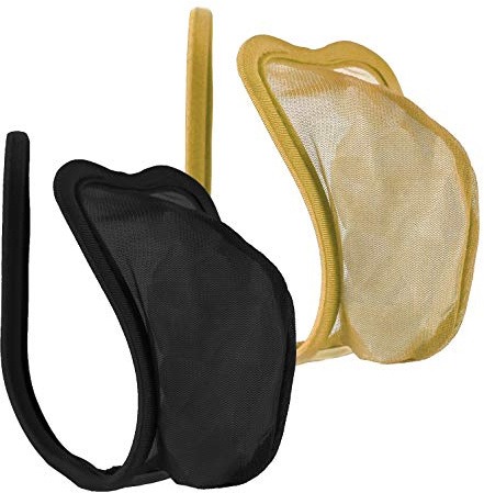 lau-fashion 2er Set C-String Schwarz Tanga Blau Transparent Herren Panty Netz Unterwäsche S/M/L (Schwarz, Beige)