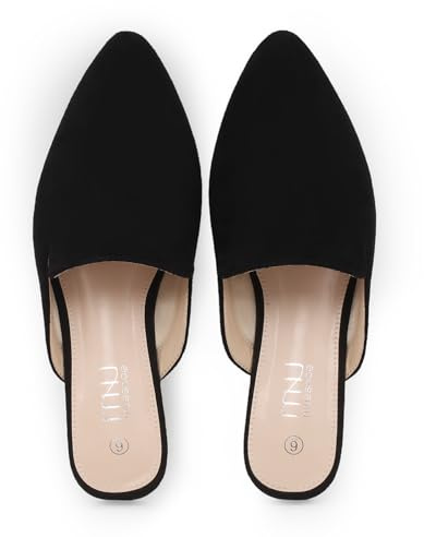 MUSSHOE Mules for Women Flats Comfortable Pointed Toe Women Mules,Black 8