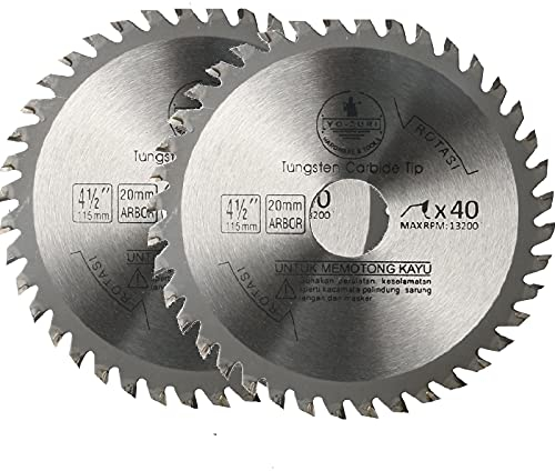 2 Pezzi Disco per Smerigliatrice Angolare - Lama per Sega Circolare 115 x 22,2mm x 40 Denti - Carburo di Tungsteno per Legno e Plastica