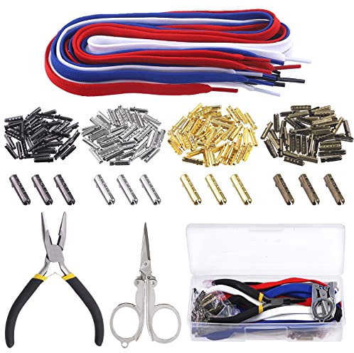 Swpeet Metallskosnören spetsar aglets legering skosnören spetsar sladdar slut, Färger, 45.5 EU