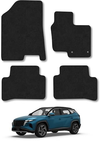 Hyundai Tucson (2021+) [Non-Hybrid] Car Mats Accessories Tailored Fit Carpet Floor Mats Non Slip Black Trim Full Coverage Compatible Accessory Front Rear Set Anti Slip Granulated Backing Clips