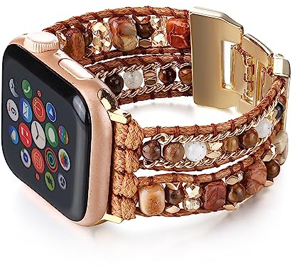 CHARMINGO Bracelet bohème compatible avec Apple Watch - Bracelet à perles pour homme et femme - 38 mm/40 mm/41 mm, 42 mm/44 mm/45 mm/49 mm, bracelet multicouche pour Apple Watch Series 9 8 7 6 5 4 3 2