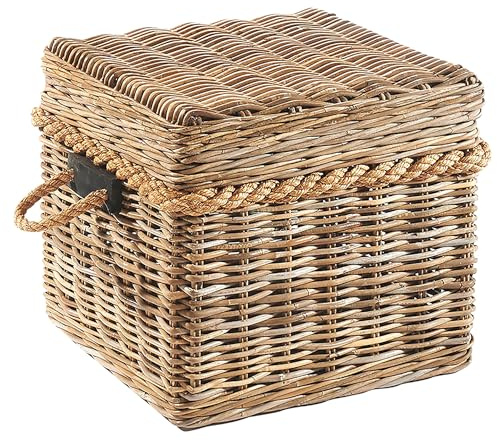 Kobolo Sitzhocker Sitztruhe Truhe mit Stauraum aus Rattan Kubu Grey