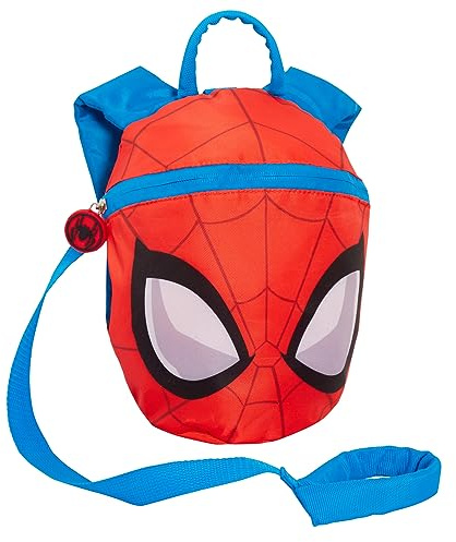 Spider-Man ryggsäck med tyglar barn småbarn avtagbar säkerhetssele barnkammare spindel dag väska miniryggsäck, Röd, en storlek