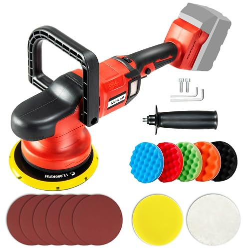 Nichilas Cordless Car Polisher, Orbital Portable Polishing Waxer Machine with Brushless Motor 6 speeds 750-6800RPM, Compatible with Milwaukee M18 Batteries (NO BATTERY)