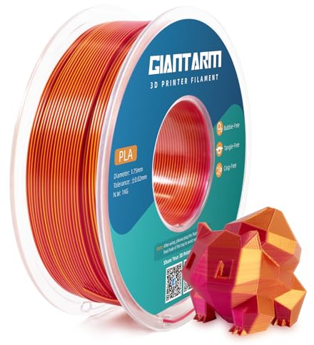 GIANTARM Dual Silk PLA Filament 1.75mm, 3D Drucker PLA SILK Filament 1KG/Spule, Silk Gold+Rot