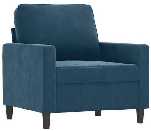 vidaXL Sessel, Sofa Relaxsessel mit gepolstertem Sitz Armlehnen, Fernsehsessel Loungesessel mit Metallgestell, Polstersessel Ruhesessel, Blau Samt