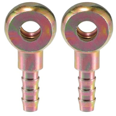 A ABSOPRO Universaler Banjo-Bolzen 8 mm Außendurchmesser Banjo-Bolzen Schlauchstutzen Adapter Ersatz für Motorrad Auto Metall Bronze Farbe (Set aus 2 Stück) | Farbe: Bronze, Material: Metall, Kugelgelenkgroesse: 45x21 Mm (L*B), Geeignet Fuer Motorrad Und Auto