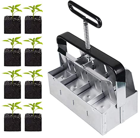 RoseFlower Bloqueur de Sol Manuel, 8 x 2“Blocage de Terre Manuel Bloc de Sol Manuel Faisant Un Outil de Plantation de Plantes pour Jardin, Pépinière, Plantation, Repiquage, Planter, Serre