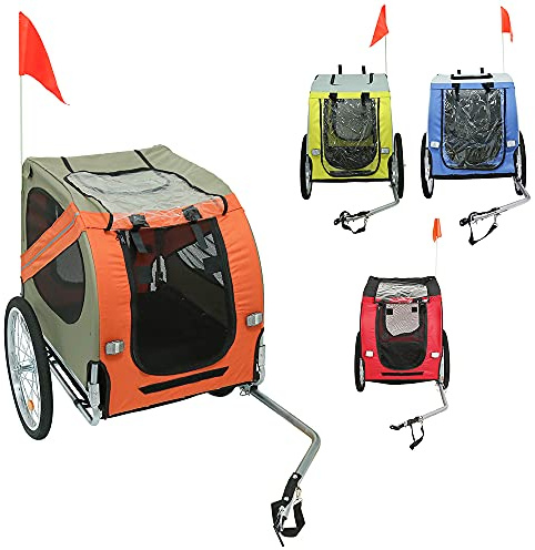 2-in-1 Fahrradanhänger & Hundebuggy - Fahrradanhänger Hunde mit maximaler Belastbarkeit von 40kg, pulverbeschichteter Stahlrahmen, inkl. Warnwimpel (137 * 73 * 90cm (orange))