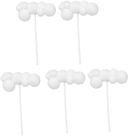KONTONTY Cute Cloud Cake Picks 5 Pack Woolen Yarn Balls Birthday Cake Decorations for Party Baby Shower