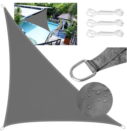 LEcylankEr Sun Shade Sail 3x3x4m Triangular PES Polyester Waterproof Sail Shade with Accessories 95% UV Block Shade Sails Sun Shades for Garden Outdoor Patio Pergola Balcony (dark grey, 3 x 3 x 4 m)