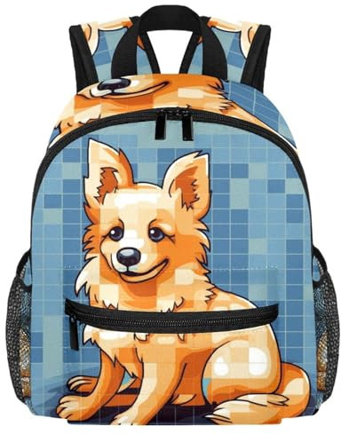 Niedlicher Mini-Rucksack für Jungen und Mädchen, Pixel-Hund, bemalt, Vorschulrucksäcke für Schule, Kindergarten, Elementar-Kindertasche, für Kinder von 3–8 Jahren, multi, 25.4x10x30 CM/10x4x12 in
