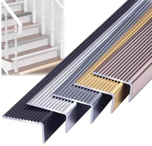 HJXGQJM Aluminio Peldaños De Escalera, Forma De L Protector De Nariz De Escalera, Jardín Al Aire Libre Perfil De Borde De Escalera, para Escaleras/Escalones/Esquinas(Gold,70x30mm)
