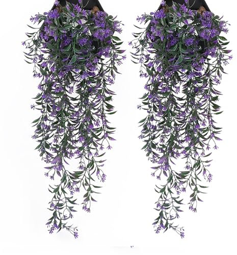 DABAOOU 2pcs artificial hanging plant Plastic artificial Ivy Vine fake flowers trailing plants indoor wall Faux Drooping Plants for Garden kitchen Home decor hanging baskets Decoration outdoor
