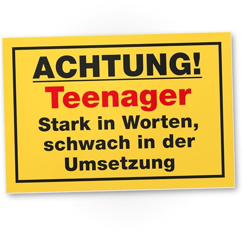 DankeDir! Stark in Worten - Kunststoff Schild 30 x 20 cm - Geschenkidee Teenager Spruch Zimmer Türschild Jungen & Mädchen Jugendzimmer - Dekoration Deko Geschenk Idee Jugendliche Tür Deko Geburtstag