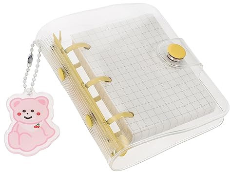 VILLCASE Mini Binder Cover Mit Transparentem Pvc-umschlag Quadratisches Notizpapier Diy Lose Notizbuch Mit Aufbewahrungstasche Und Niedlichem Anhänger Praktisch Für Scrapbook Und Planer