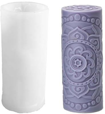 TREABEAR zylinderförmig kerzenformen Blumenmuster, silikonformen gießformen kerzen, silikonform kerzen, säule silikonform blumen, kerzen formen silikon, kerzenformen zum gießen, gießform kerzenhalter