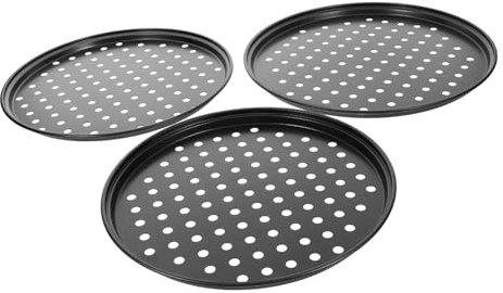Alipis Set Da 3 Pezzi Set Teglie Per Pizza Teglie Da Forno Piatto Pizza Teglia Per Pizza Da Cucina Teglia Antiaderente Teglia Rotonda Tortiera Rotonda Black Foglio Laminato a Freddo