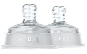 Mepal - Flaschensauger Set Medium Mio - 2-teilig - Anti-Kolik - Spiralförmiges Design verhindert Verstopfungen - Medizinisches Silikon - Helder