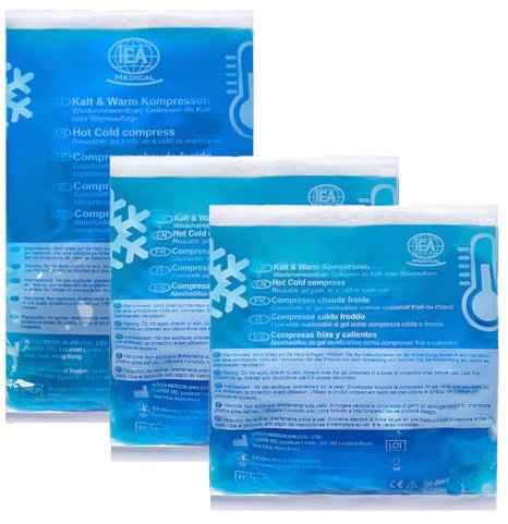IEA Medical Kalt Warm Kompressen Mischset | 3er Set Kühlpacks für Prellungen, Insektenstiche und andere Verletzungen | wiederverwendbare Gel-Kühlkissen | 2 Größen, Kühlpads, cool pack, kühlpads kinder