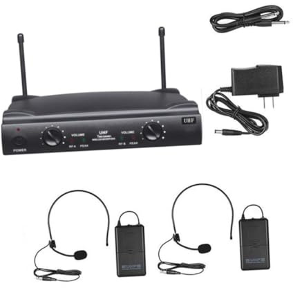 HEMOTON Uhf-dualkanal-funkmikrofon-Set Mit Taschensendern Und Headset-mikrofonen Empfänger Mit EIN- Ausschalter Und Lautstärkeregler MHz Frequenzbereich XLR Und -audioausgänge Reichweite i