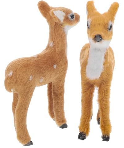 Zerodeko 6pcs Reindeer Figure Deer Soft Toy Plush Deer Home Decoration Adorable Craft Animal Ornament