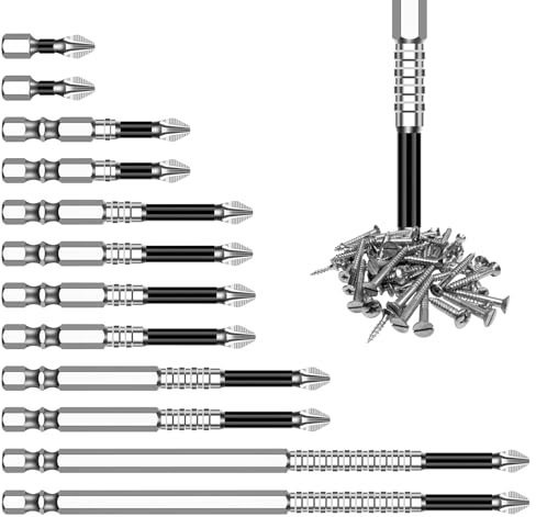 12pcs Magnetic Screwdriver Drill Bit Set Anti-Slip Magnetic Electric Screwdriver Drill Bits Helps You Lock and Fix Screws Accurately,for Impact Driver 25 50 65 70 90 150mm