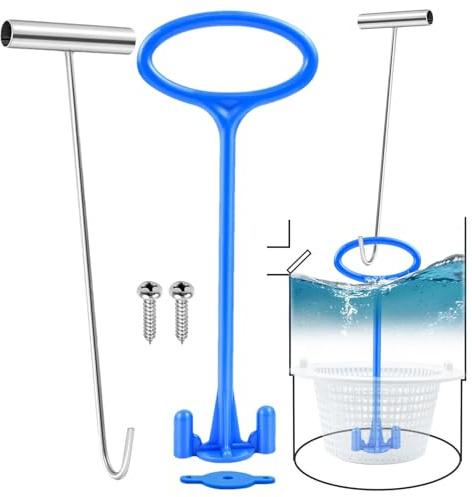 Generico Pool Strainer Basket Handle, Round Skimmer Basket Hook for Swimming Pool Filtration, PP And Metal Accessory for Indoor, Garden, Backyard, And Ground Pools, 10.43x2.44/12.4 Inches