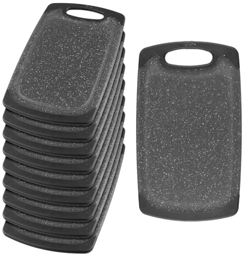 SINJEUN Juego de 10 tablas de cortar de plástico, 25 x 14,8 cm, color negro, aptas para lavavajillas, para cocina, hogar