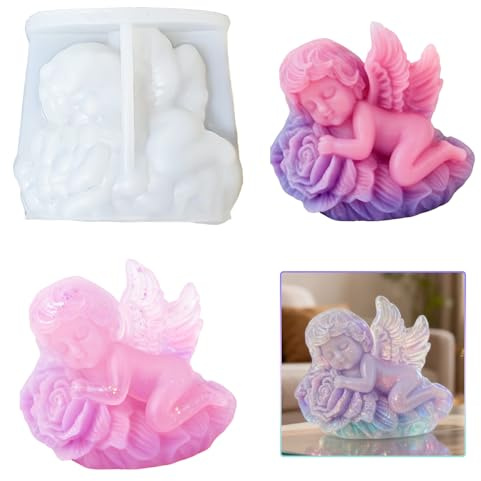 Silikonform Engel Rosen Blumen Silikonform Gießform Engel Kerzenform | Gießen Blumen Seifenform Silikon Rosen Form für Kerzen Seifen Gips DIY Handwerk