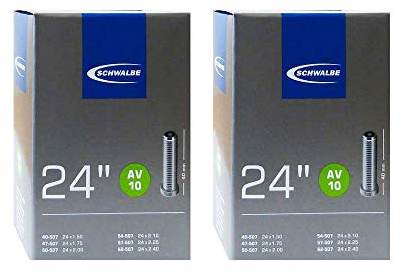 Schwalbe AV10 Innenschlauch, Schwarz, 24 Inch x 1.5 (40mm Schrader Valve) Packung mit 2 Stück