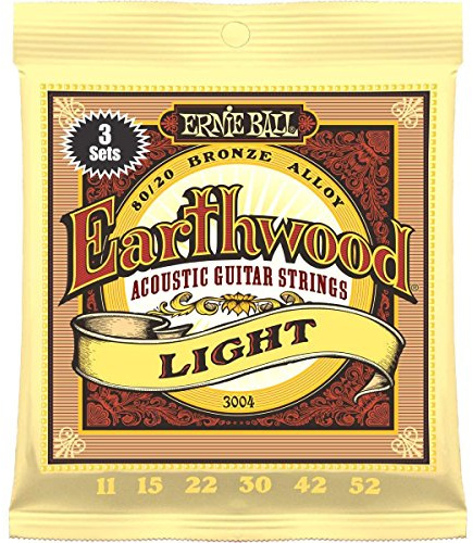 Ernie Ball 3004 Saiten für Gitarre Light erthwood Packung 3-Pack