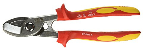 VBW VDE-Kabelschere (für Kupfer- und Alukabel, sauberer Schnitt bei Einhandbeätitung, mit Klemmschutz; 220mm) 605010
