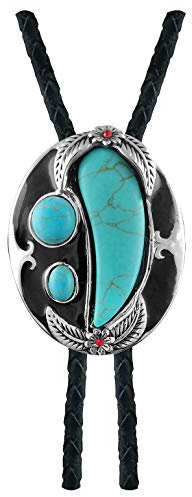 QUKE Herren weinlese-türkis-stein-bolo tie native american western-retro krawatte für