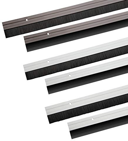 Türbodendichtung Silber aus Aluminium mit Bürstendichtung zum Kleben 100cm