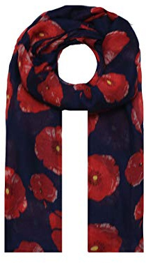 Finecy In NEW Women Ladies Fashion Scarf Wrap Featuring Poppy Flowers Printing Navy