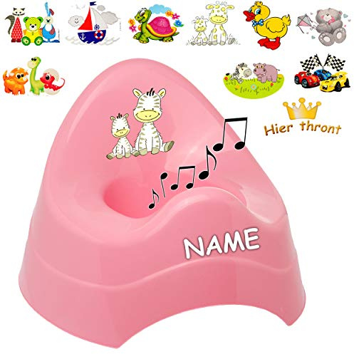 alles-meine.de GmbH Musik & Sound - Töpfchen/Nachttopf/Babytopf - rosa - pink Motiv-Mix - Mädchen inkl. Name - Bieco - Melody - mit großer Lehne + Spritzschutz - Babytöpf..