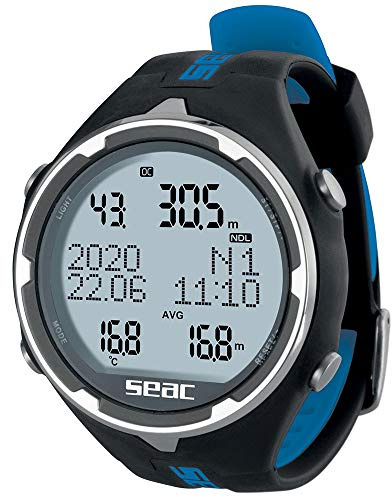 SEAC Action, Tauchcomputer für Gerätetauchen und Freediving, Logbuch, Dive Planner, Safety Alarme, schwarz/blau